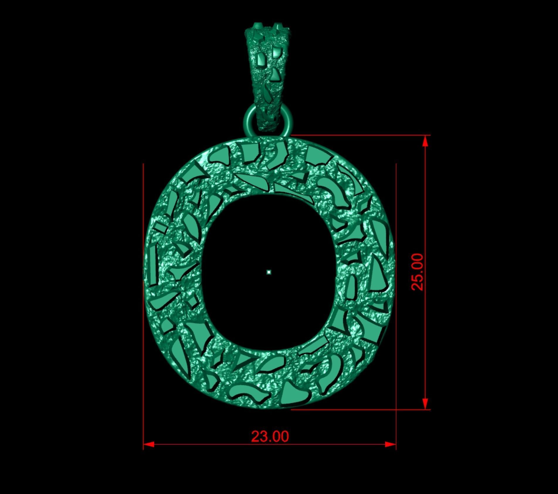 O LETTER INITIAL NUGGET PENDANT 3D print model_3