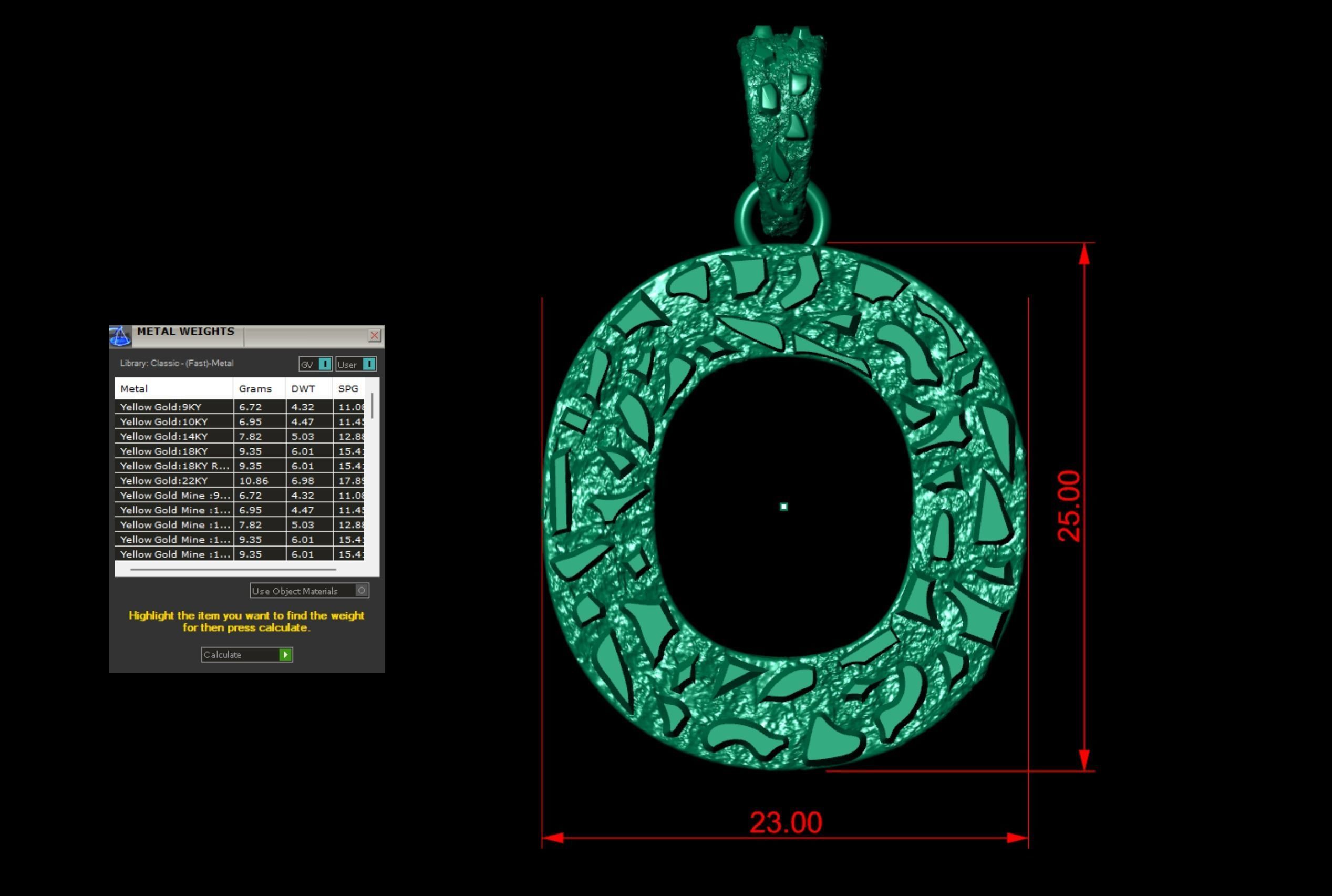 O LETTER INITIAL NUGGET PENDANT 3D print model_5