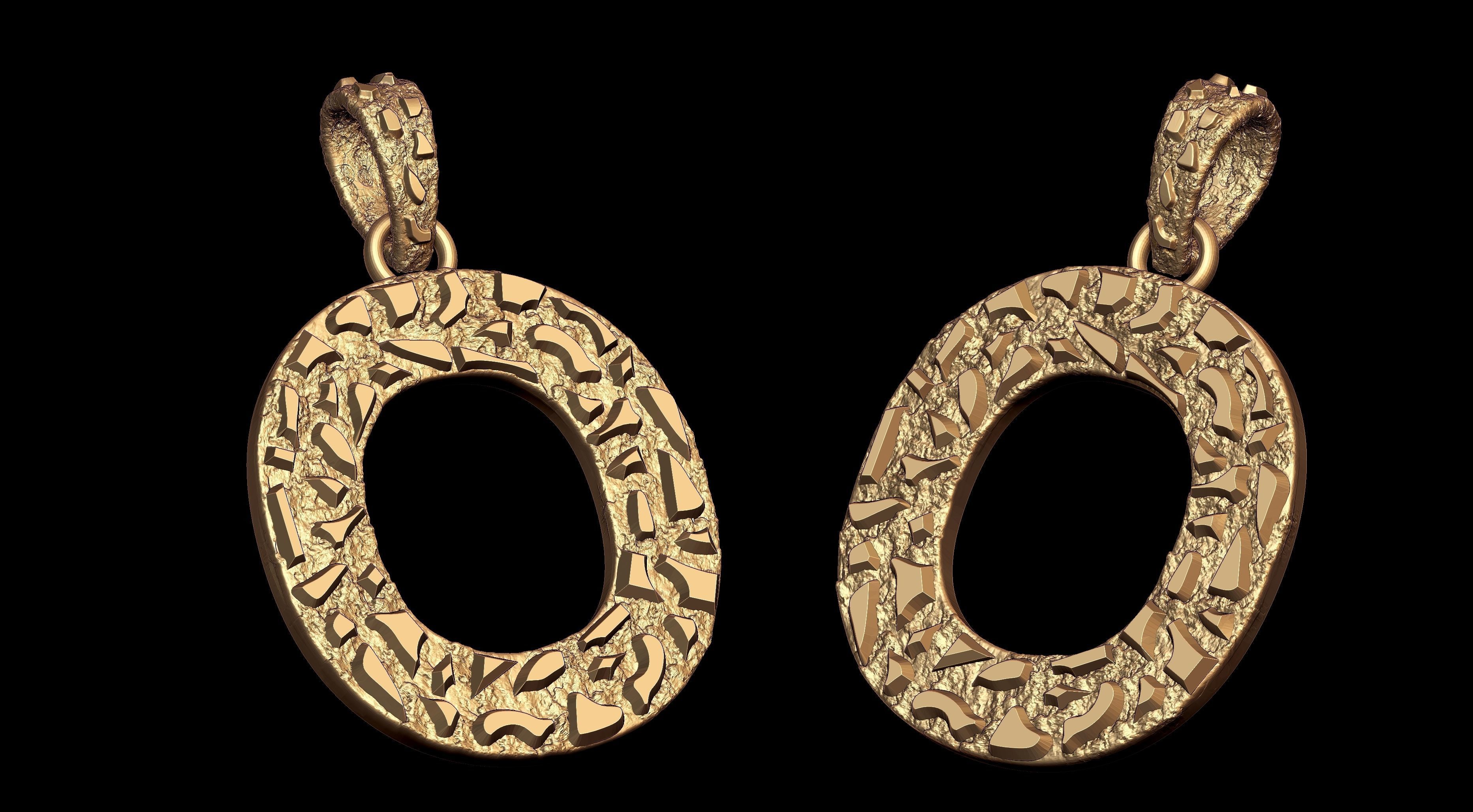 O LETTER INITIAL NUGGET PENDANT 3D print model_1