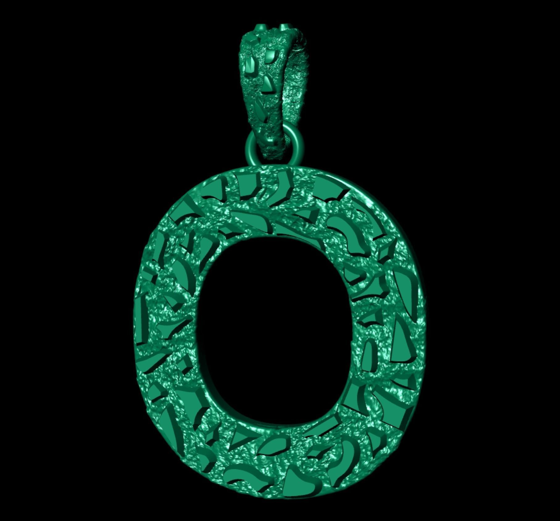 O LETTER INITIAL NUGGET PENDANT 3D print model_6
