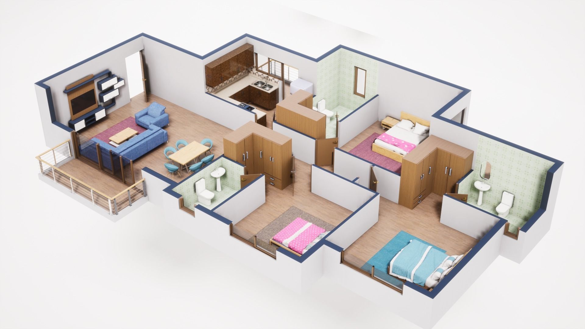 3D Floor Plan Model 52 3D model_1