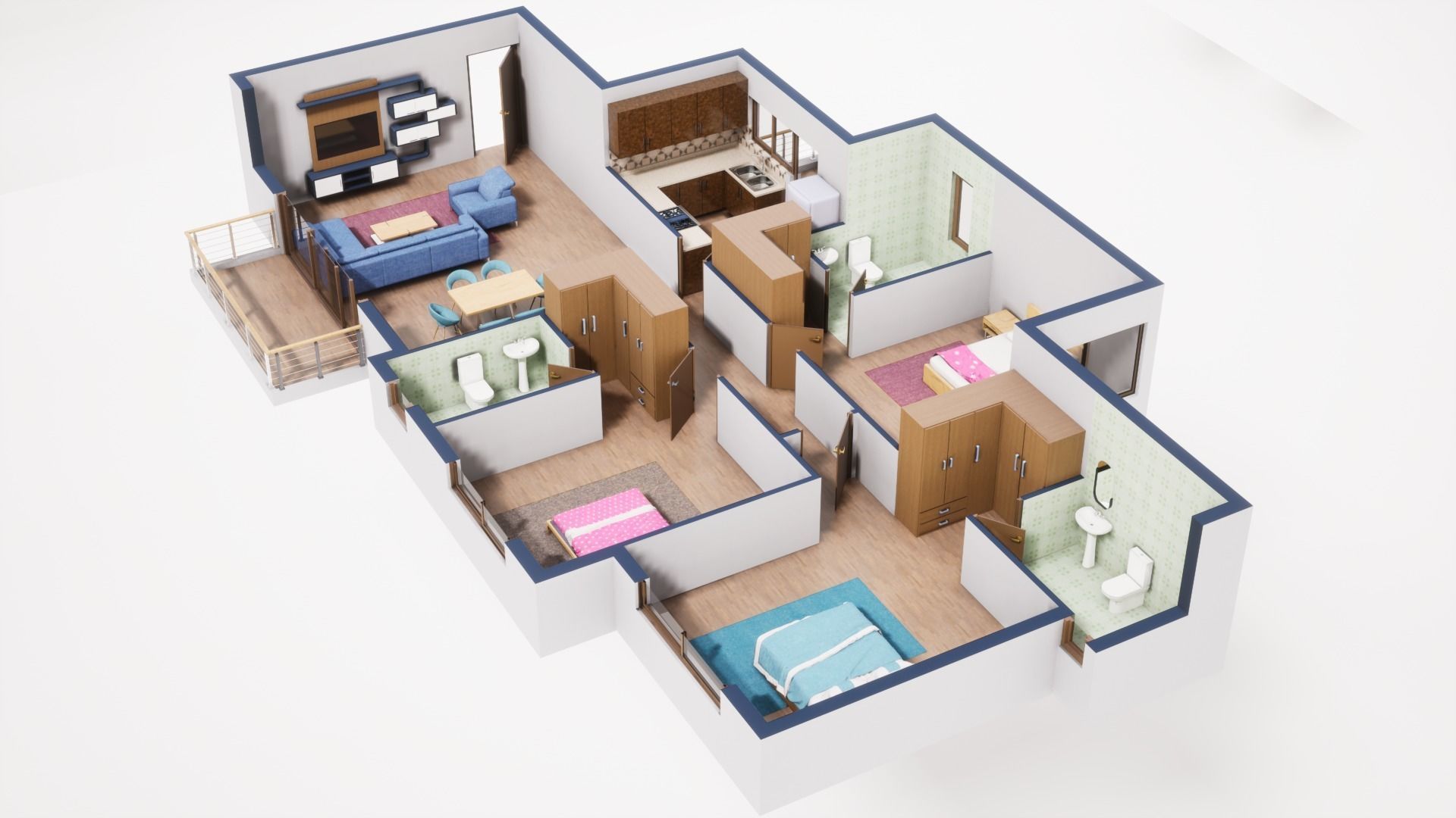 3D Floor Plan Model 52 3D model_2