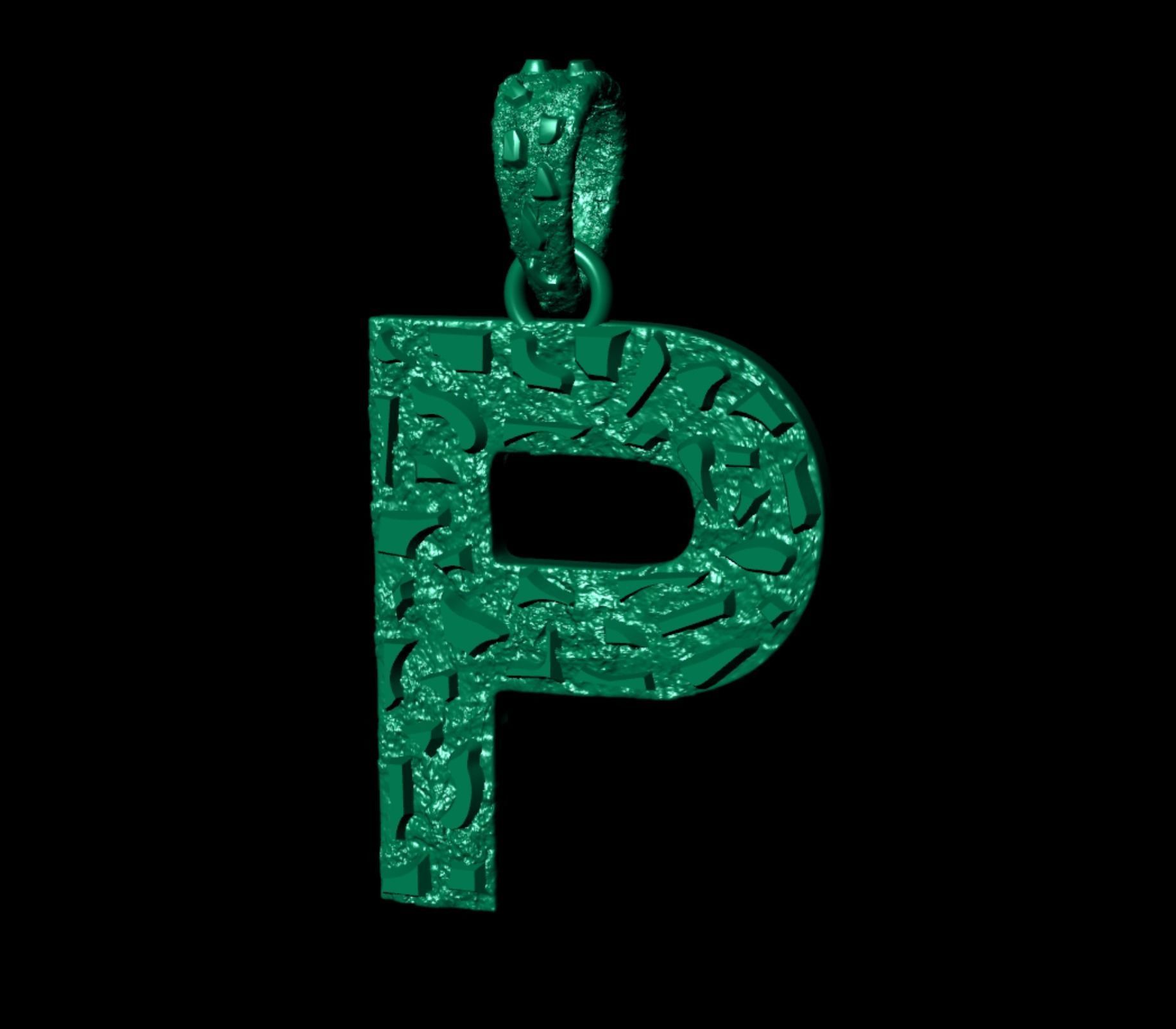 P LETTER INITIAL NUGGET PENDANT 3D print model_6
