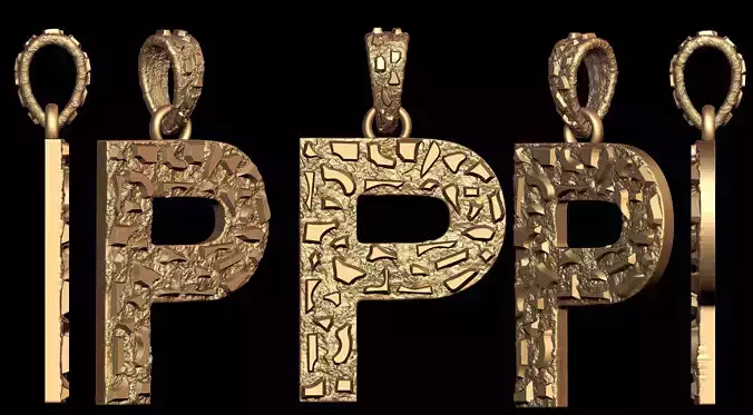 P LETTER INITIAL NUGGET PENDANT 3D print model