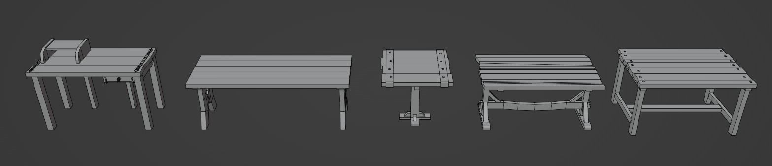 Stylized medieval table pack Low-poly 3D model_17