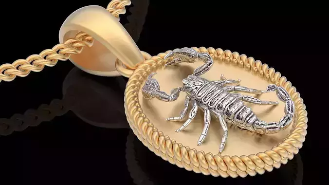 Scorpion pendant gold jewelry printable 3D model 3D print model