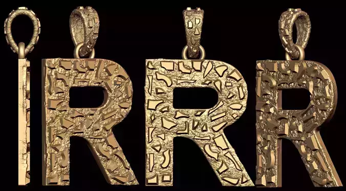 R LETTER INITIAL NUGGET PENDANT 3D print model