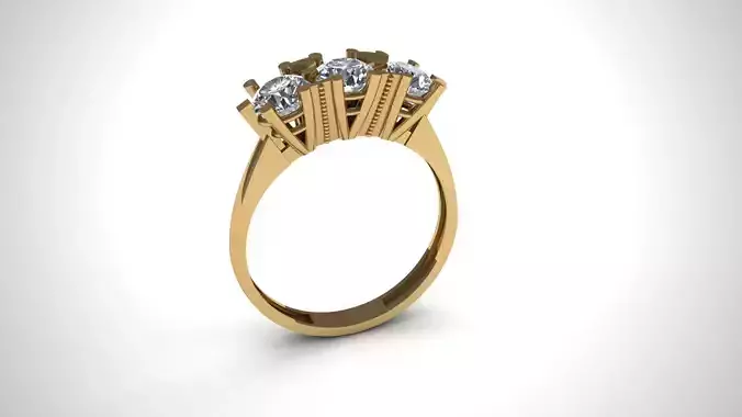 Solitaire Anniversary Ring with Three Stone 3D print model
