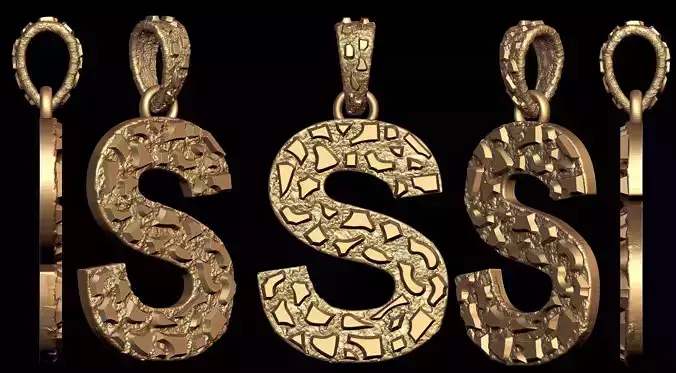 S LETTER INITIAL NUGGET PENDANT 3D print model