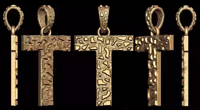 T LETTER INITIAL NUGGET PENDANT 3D print model