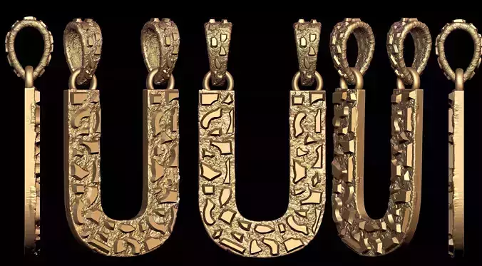 U LETTER INITIAL NUGGET PENDANT