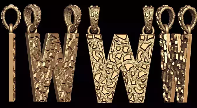 W LETTER INITIAL NUGGET PENDANT