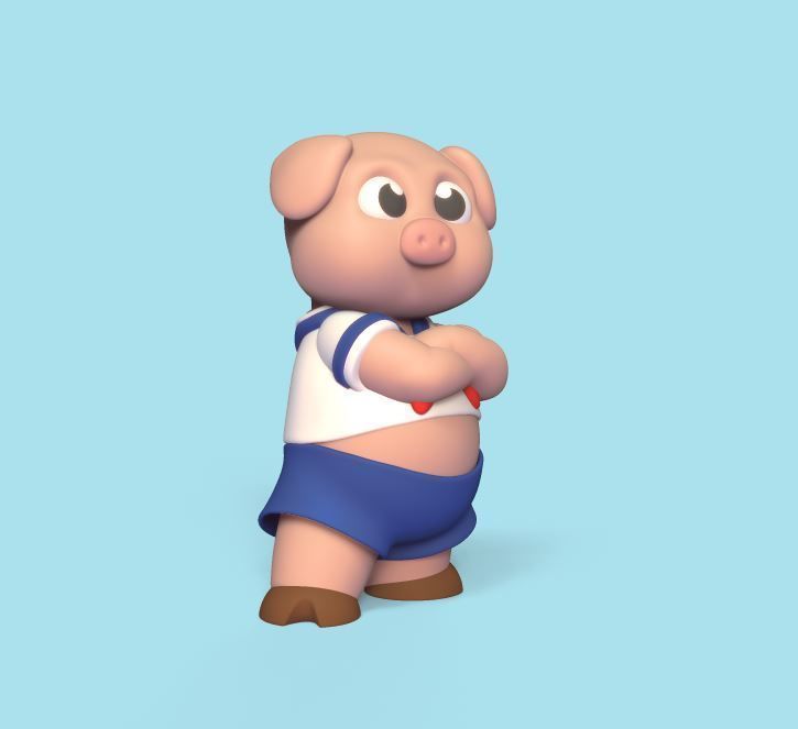 Sailor Pig 3D print model_1