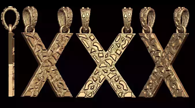 X LETTER INITIAL NUGGET PENDANT