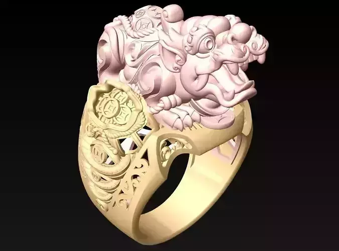 Pixiu Ring - Unicorn Ring - N756 3D print model