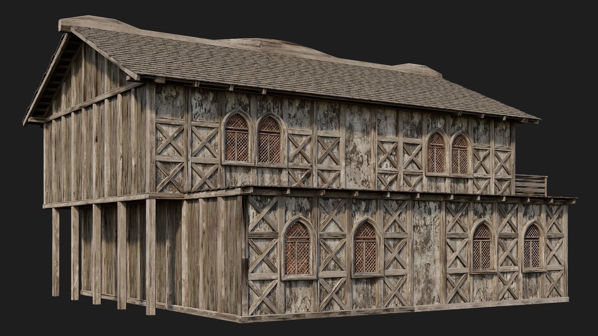 Old Medieval House Building 4K Textures GameReady 176 Low-poly 3D model_9