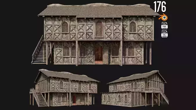Old Medieval House Building 4K Textures GameReady 176