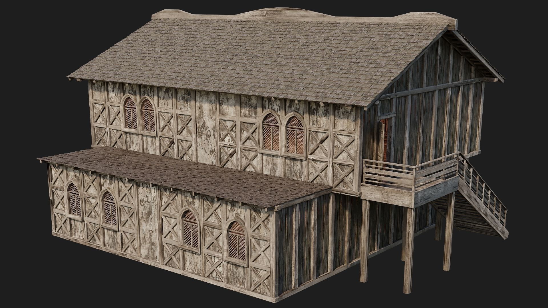 Old Medieval House Building 4K Textures GameReady 176 Low-poly 3D model_5