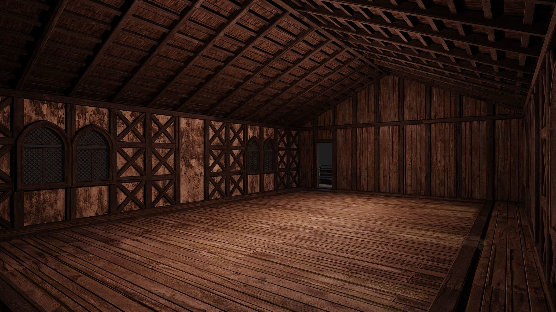 4 Old Medieval Houses Pack 4K Textures GameReady 173 to 176 Low-poly 3D model_21