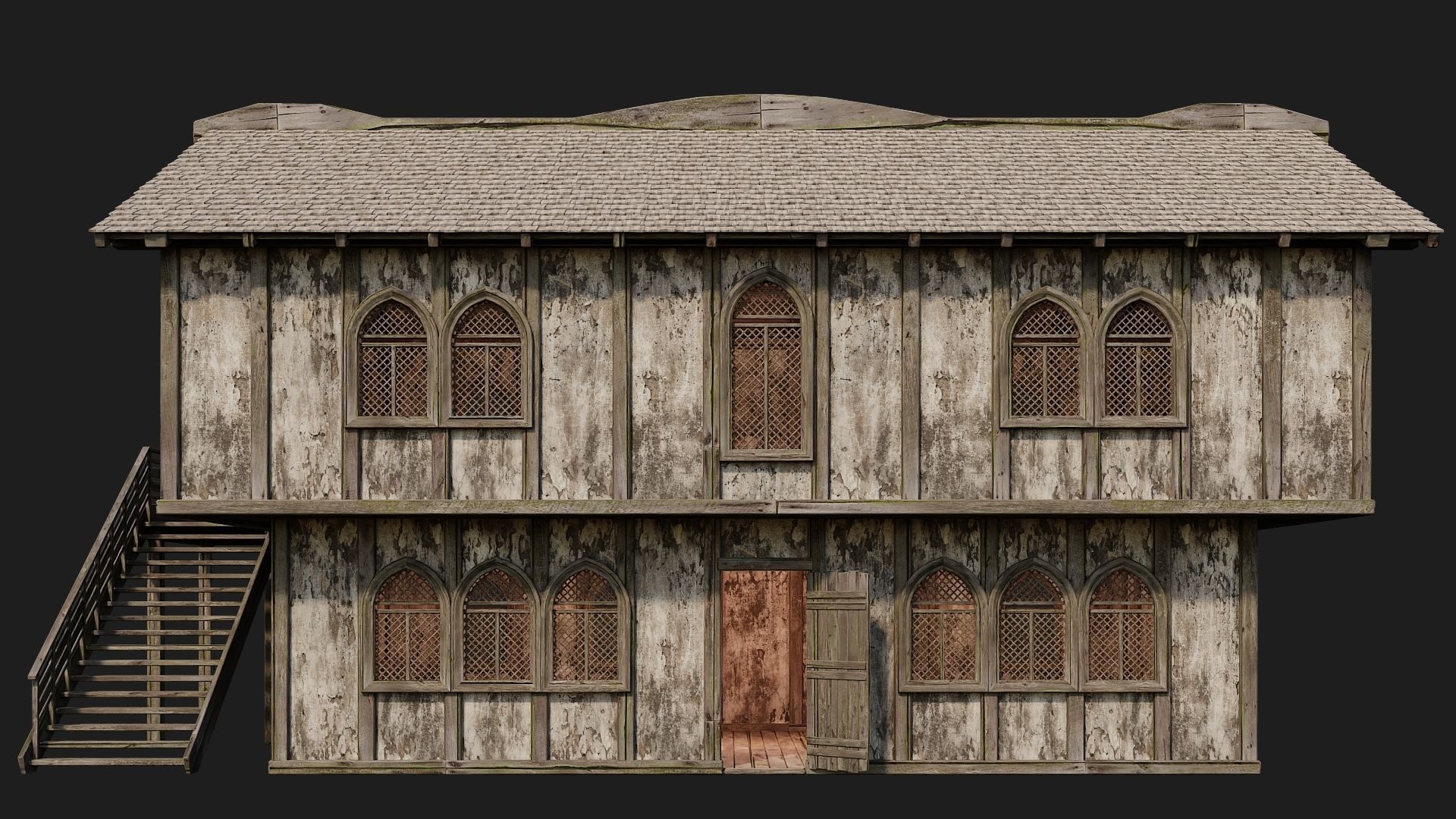 4 Old Medieval Houses Pack 4K Textures GameReady 173 to 176 Low-poly 3D model_15