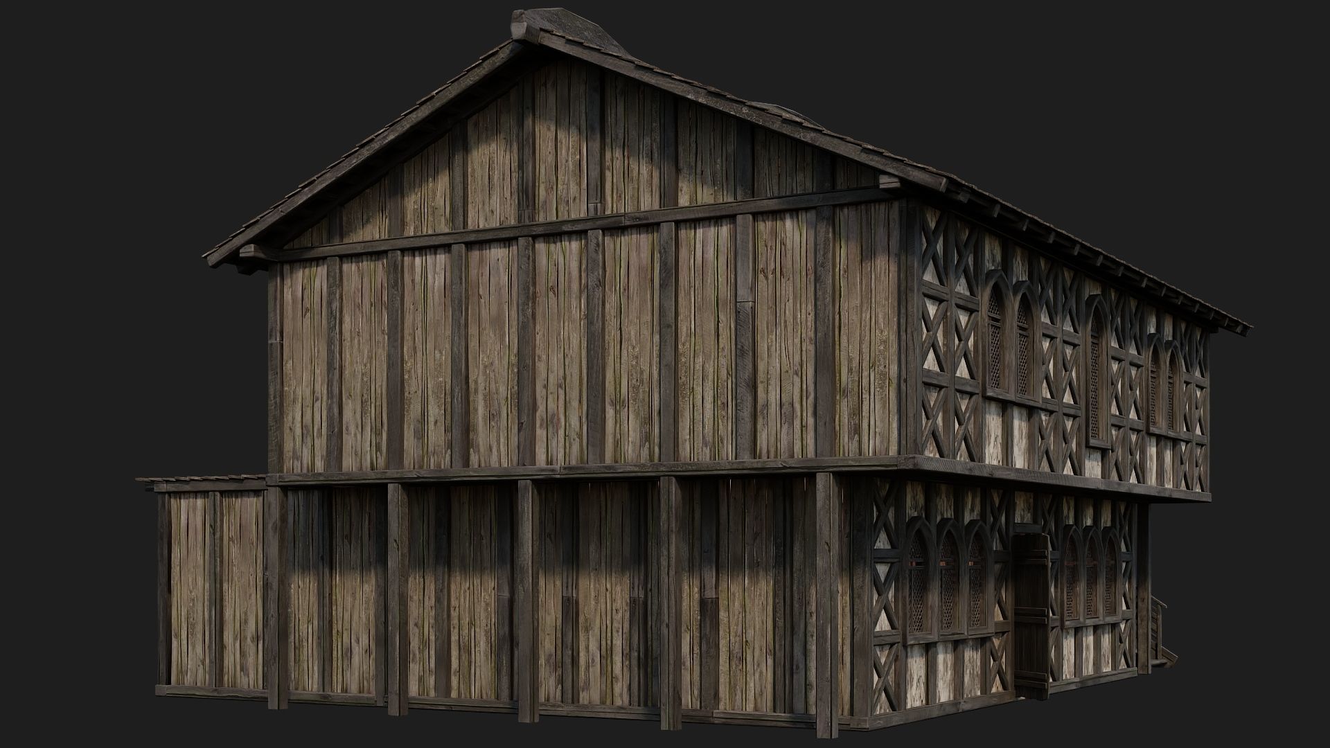 4 Old Medieval Houses Pack 4K Textures GameReady 173 to 176 Low-poly 3D model_27