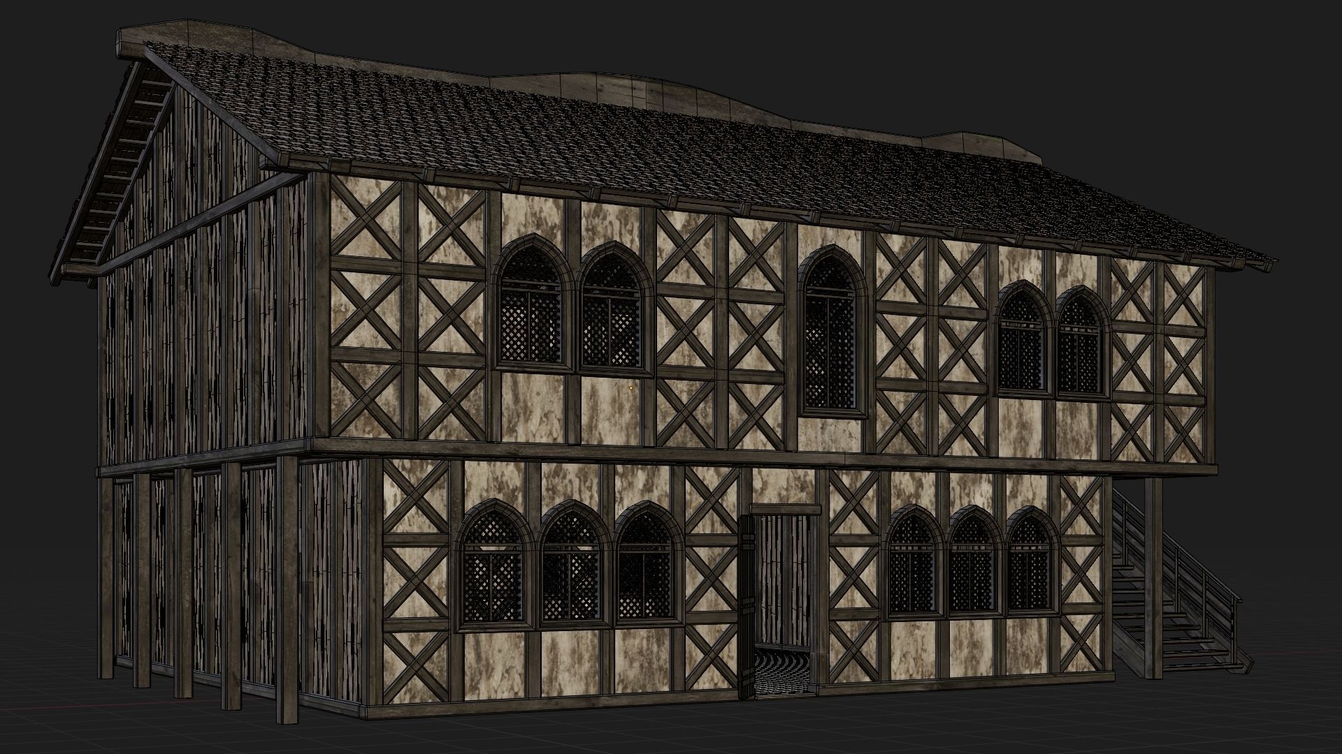 4 Old Medieval Houses Pack 4K Textures GameReady 173 to 176 Low-poly 3D model_22