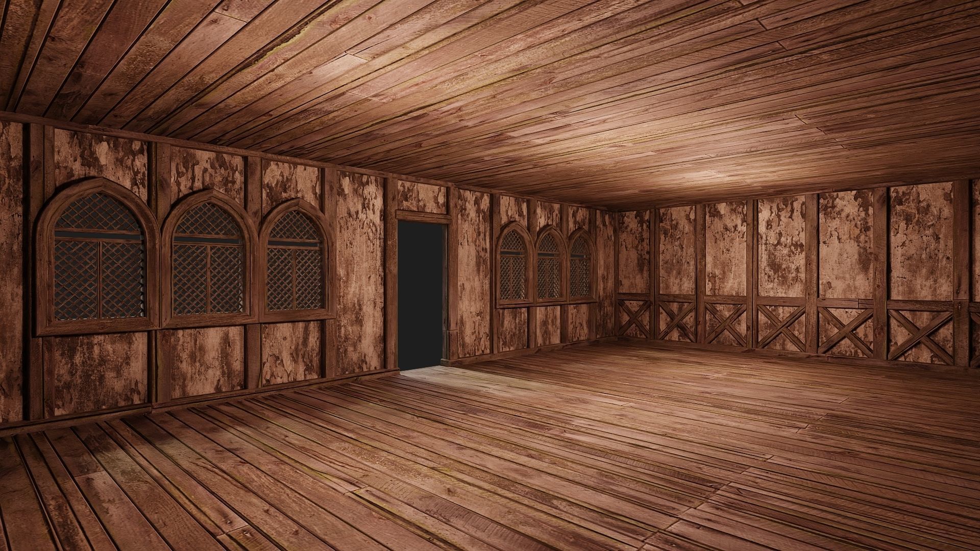 4 Old Medieval Houses Pack 4K Textures GameReady 173 to 176 Low-poly 3D model_9