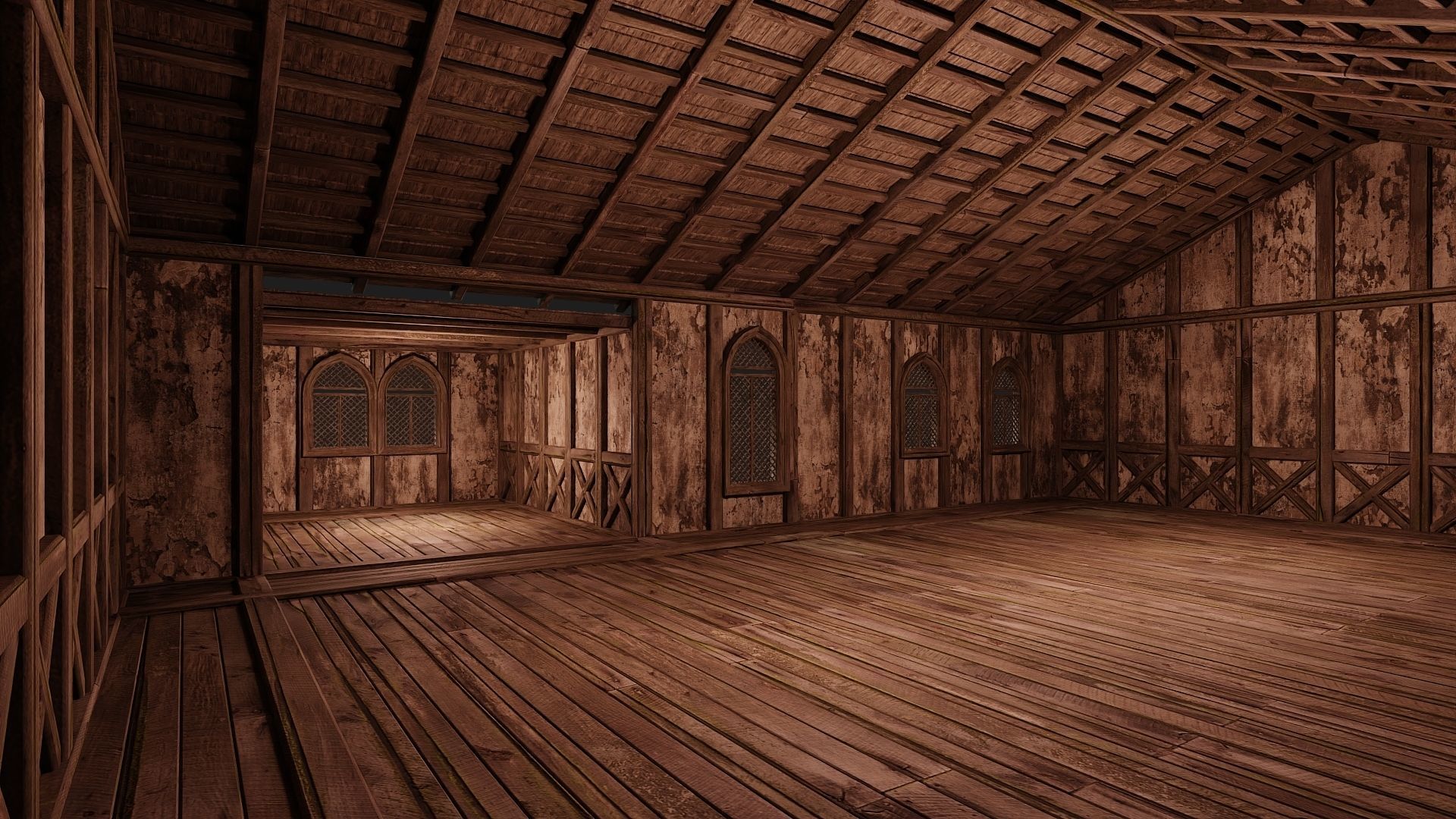 4 Old Medieval Houses Pack 4K Textures GameReady 173 to 176 Low-poly 3D model_32