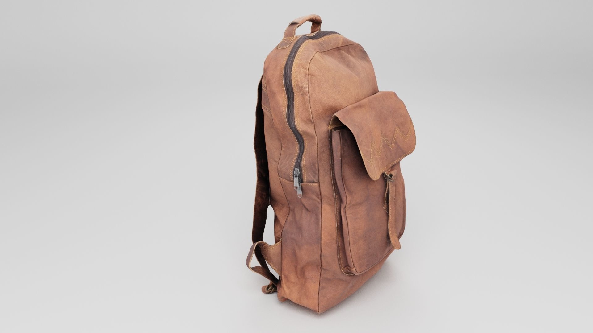 Leather urban backpack bag  3D model_3