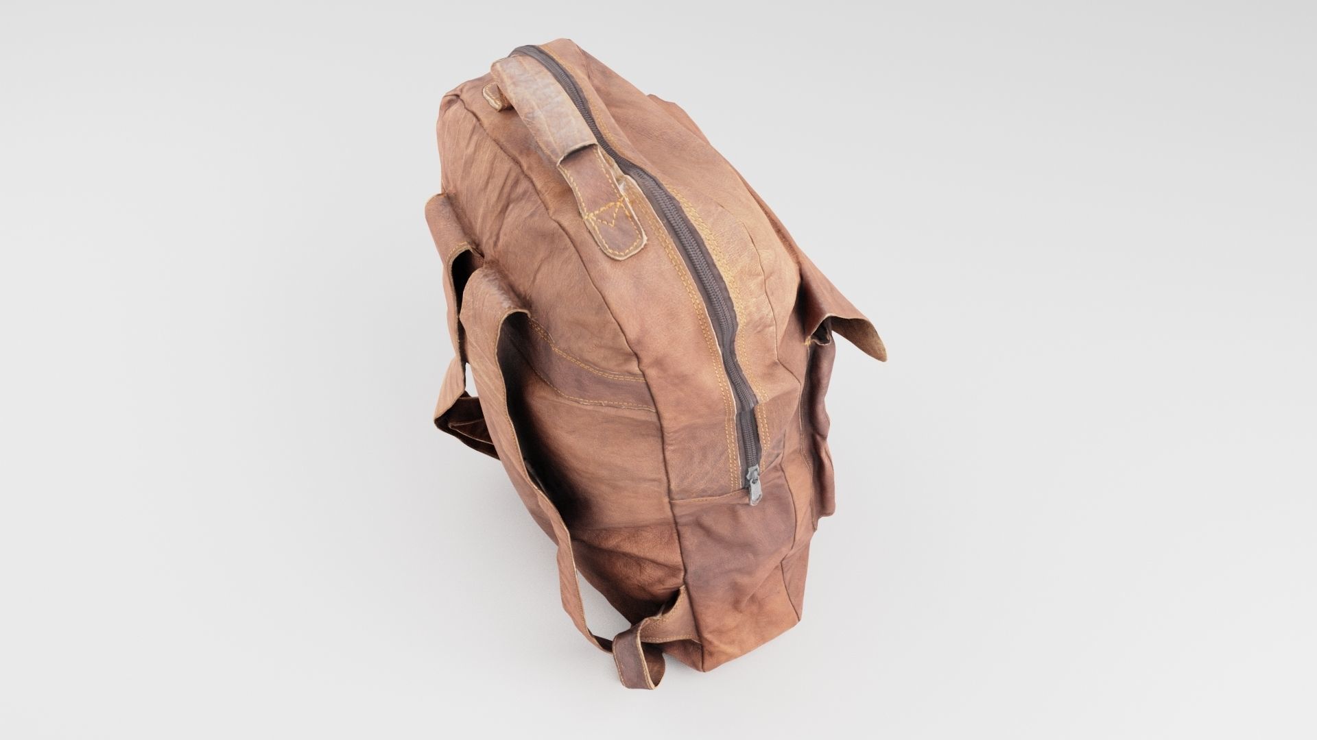Leather urban backpack bag  3D model_2
