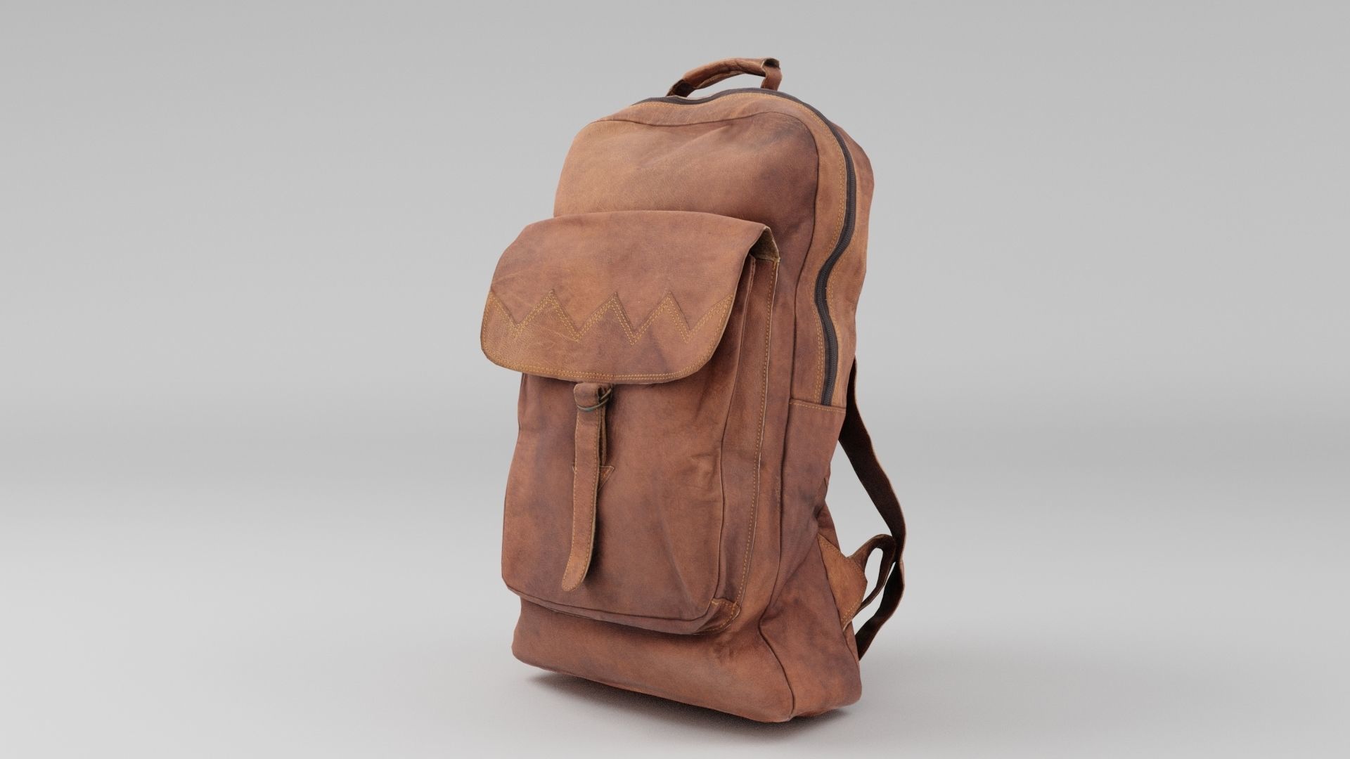 Leather urban backpack bag  3D model_4