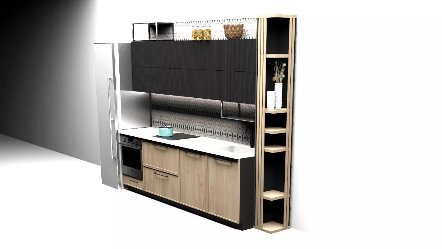 Kitchen design for apartment 3D model_0