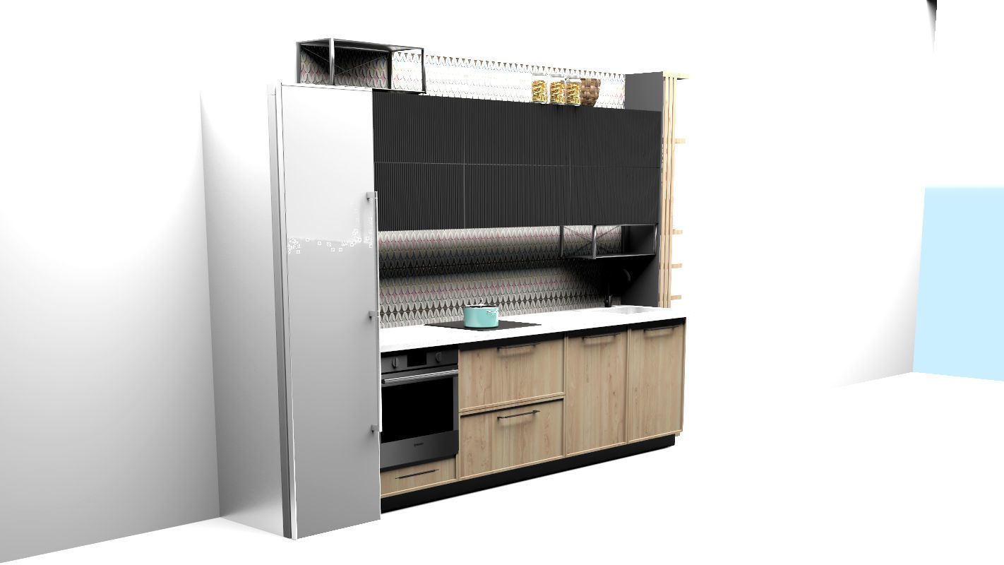Kitchen design for apartment 3D model_1