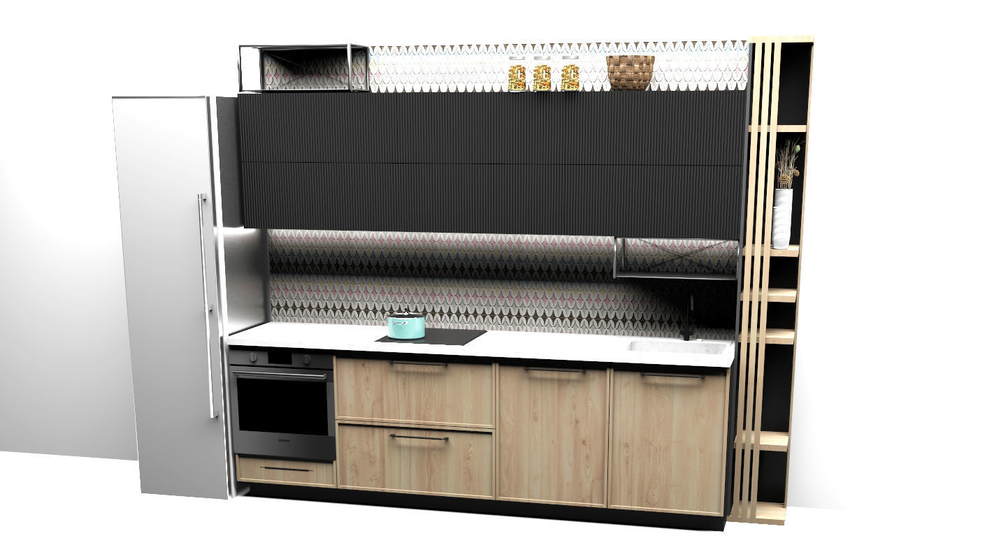 Kitchen design for apartment 3D model_2