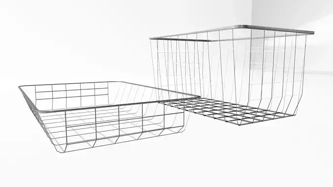 Set of metal baskets for the bedroom