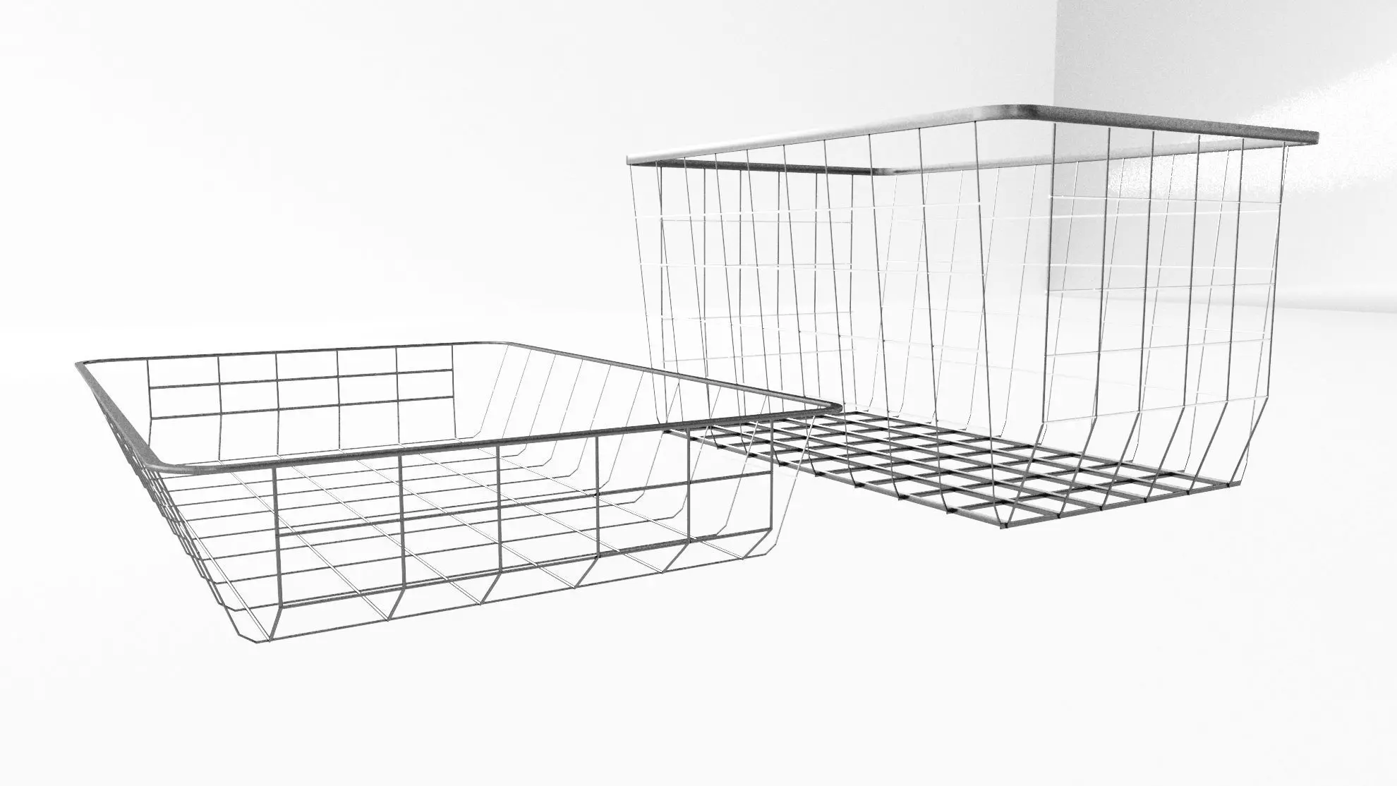 Set of metal baskets for the bedroom 3D model_0
