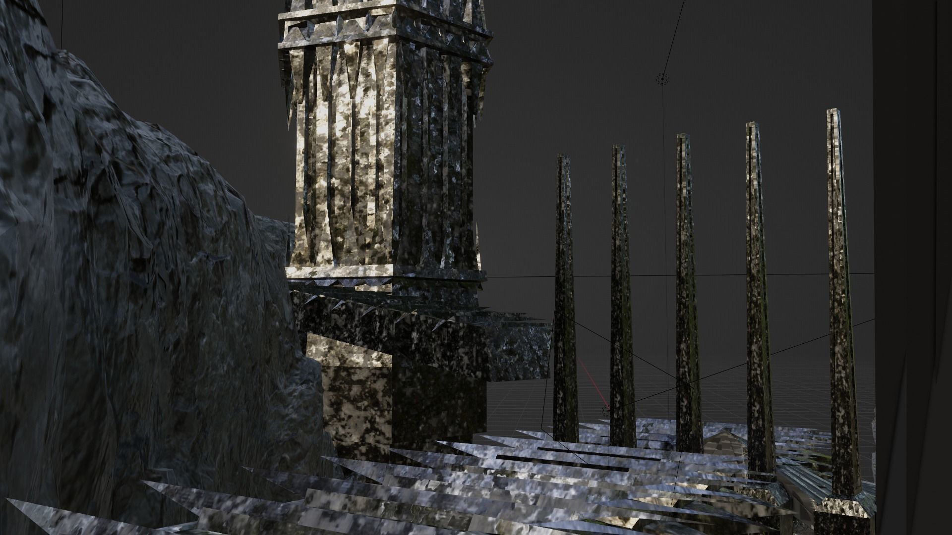 3d Low poly Medieval Dark Castle Scene 3D model_10