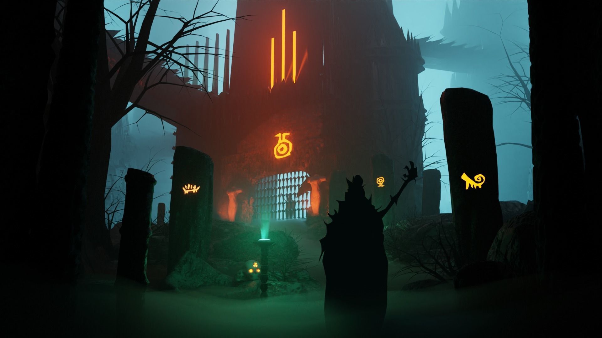 3d Low poly Medieval Dark Castle Scene 3D model_2