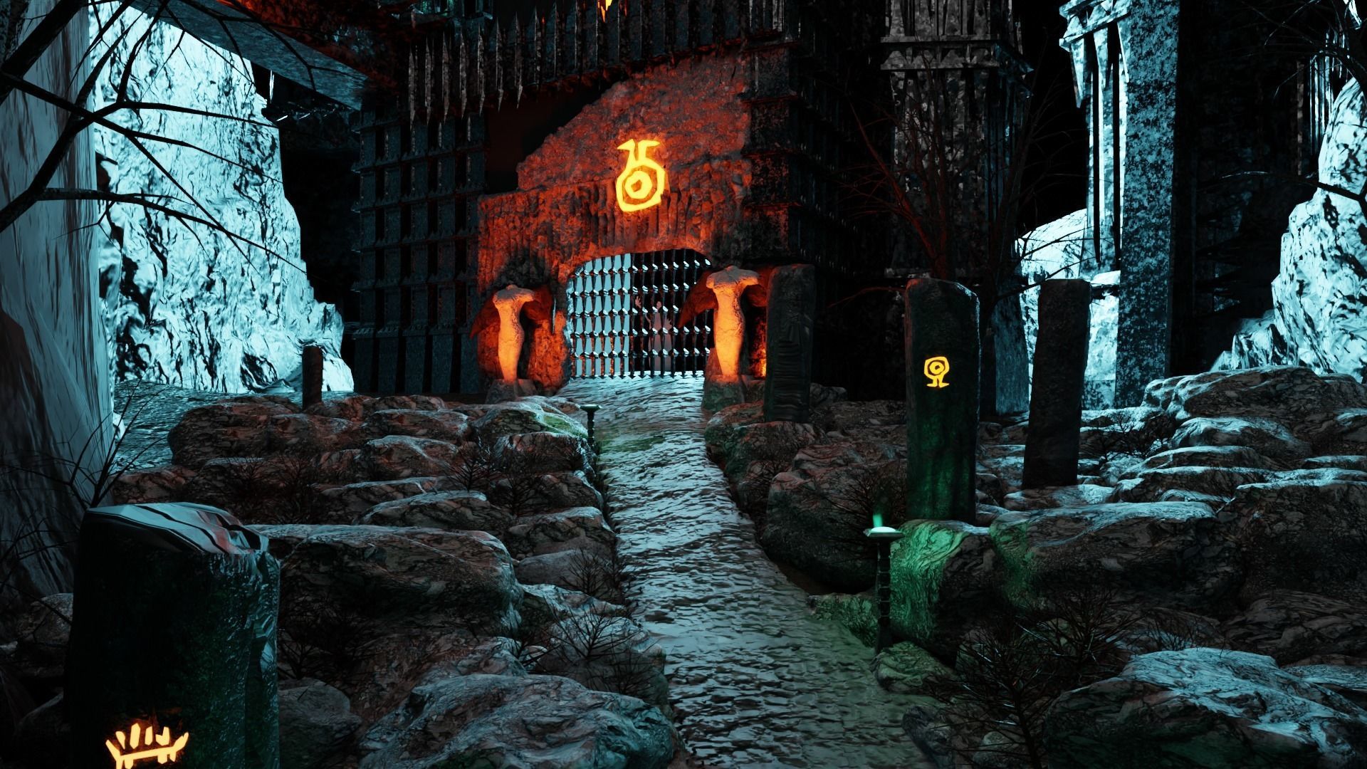 3d Low poly Medieval Dark Castle Scene 3D model_17