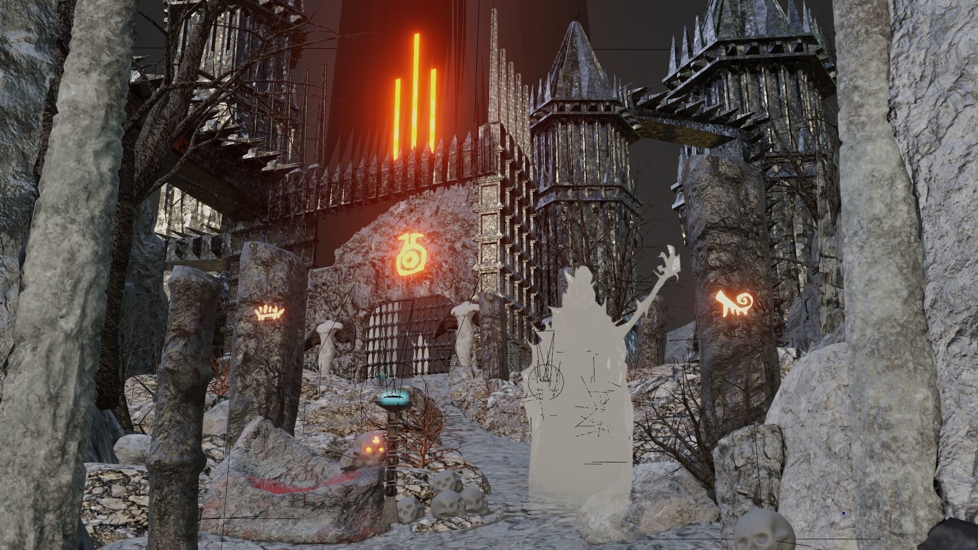 3d Low poly Medieval Dark Castle Scene 3D model_11