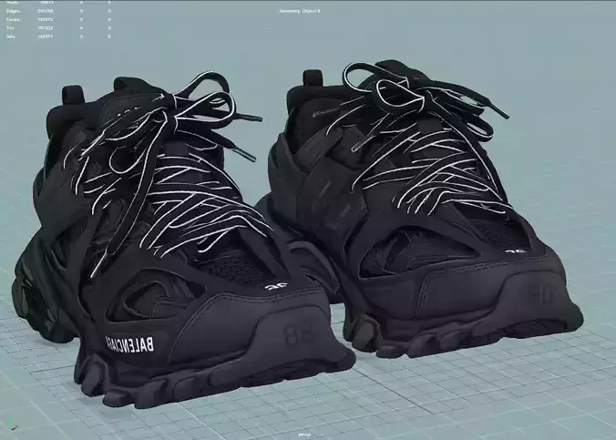 Balenciaga track 3 black white  3D model