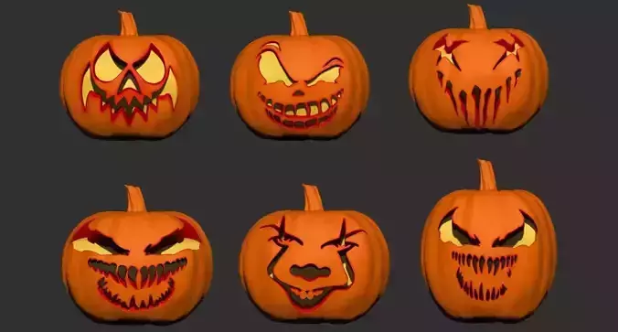 Holloween scary pumpkins pack of 6 