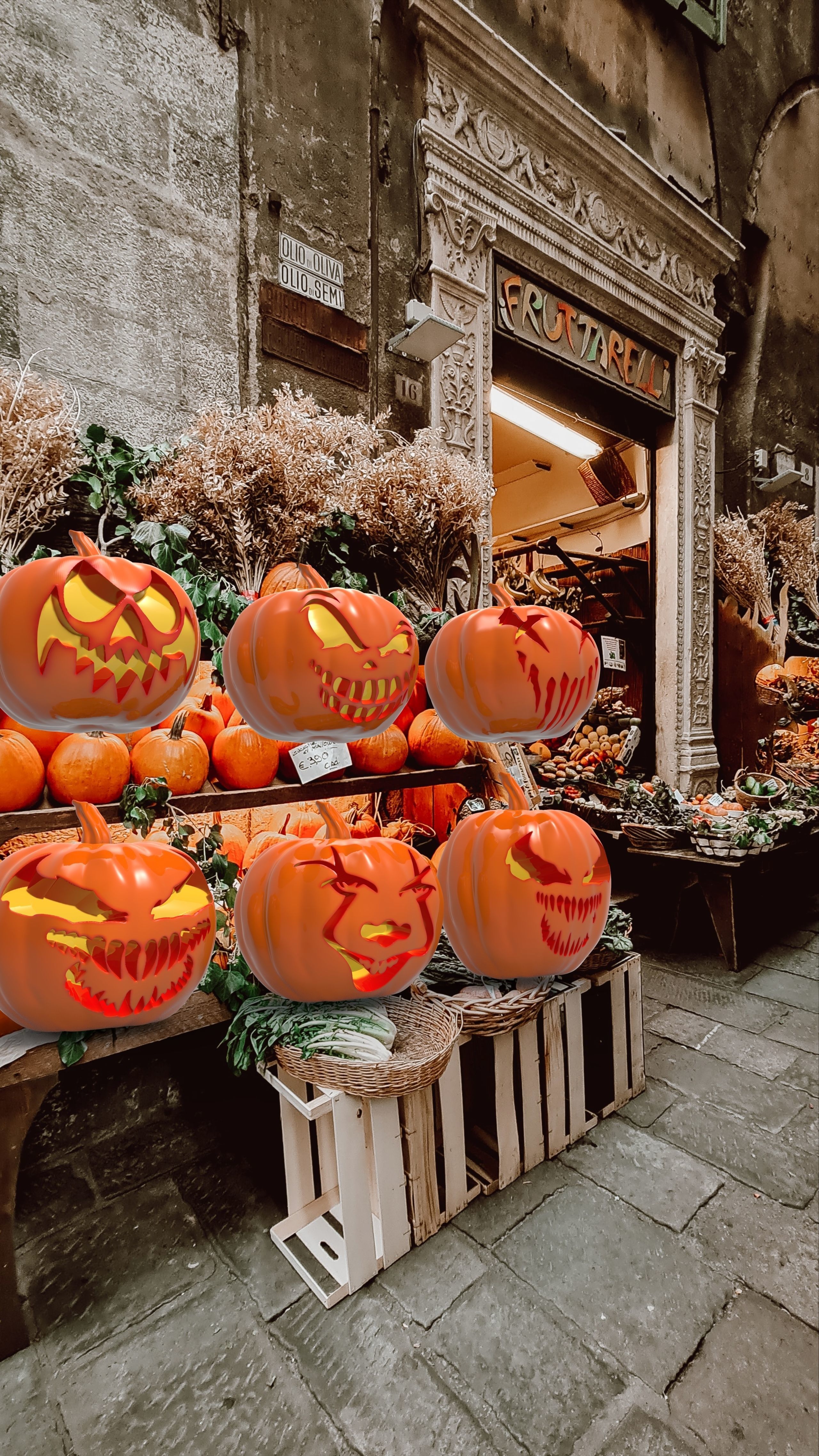 Holloween scary pumpkins pack of 6  3D print model_6