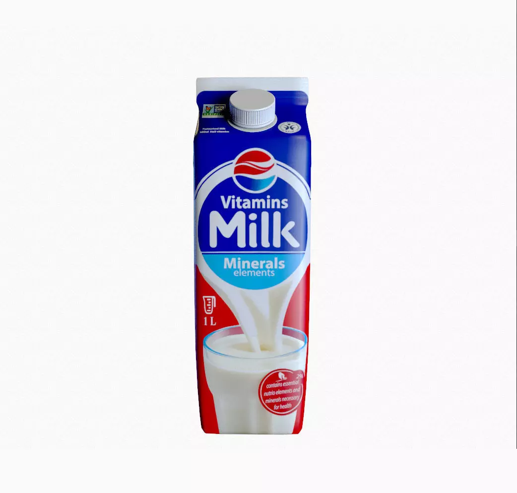 pasteurised milk tetrapack Low-poly 3D model