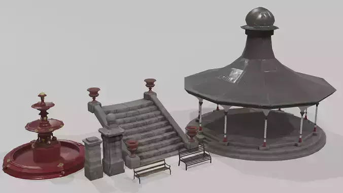 Victorian Park Asset  Low-poly 3D model