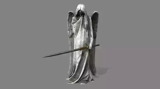 Angel statue of holding sword