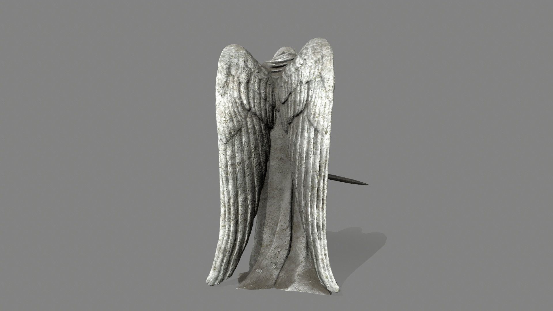 Angel statue of holding sword Low-poly 3D model_7