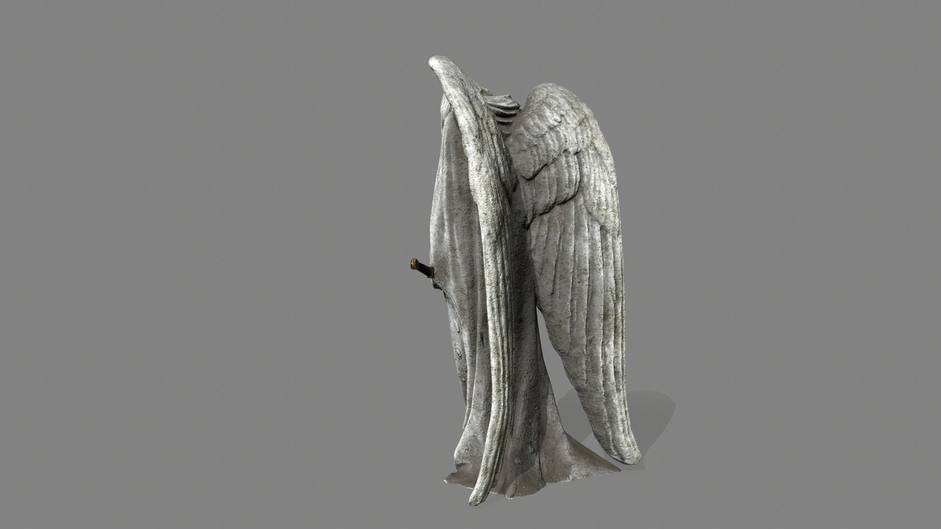 Angel statue of holding sword Low-poly 3D model_6