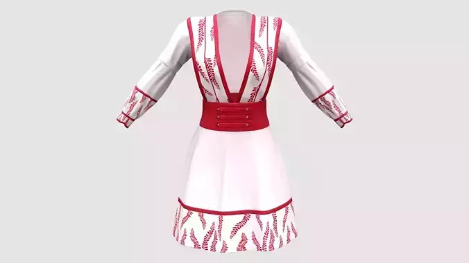 Deep Cleavage Belted Flare Mini Skirt Cultural Dress