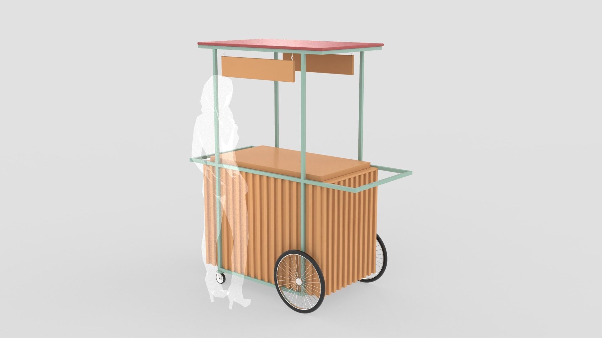 Wooden Push Cart 3D model_4